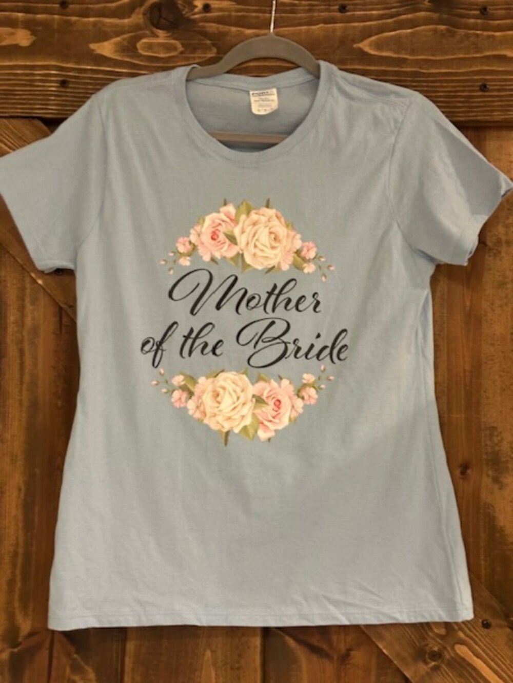 Mother of the Bride T-Shirt Floral Blue Sz M
